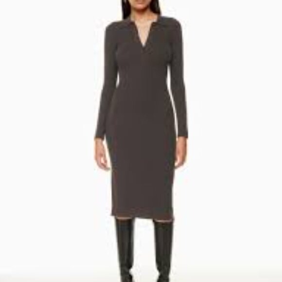 Aritzia Babaton Wolfgang midi brown long sleeve dress knit size Medium - Picture 1 of 8